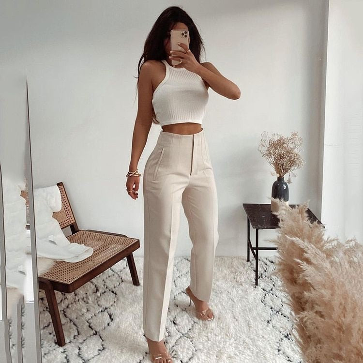 Pantalon de pinzas mujer clearance