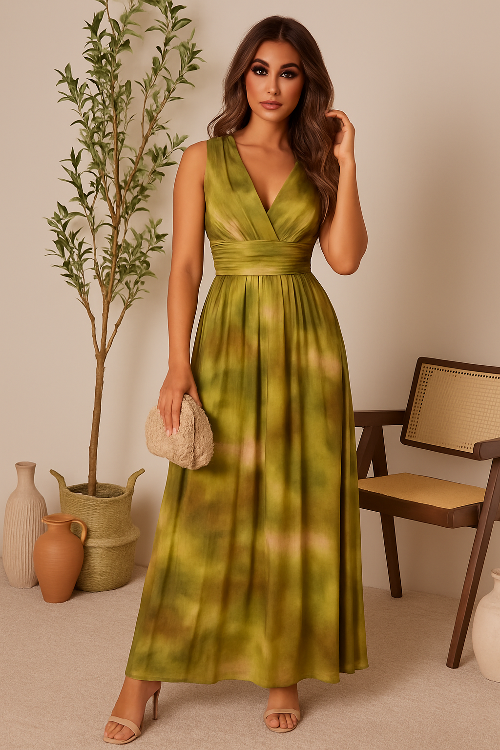 Vestido verde estampado