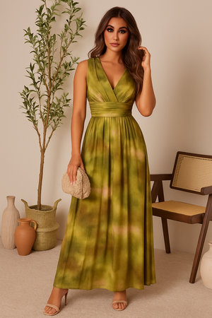Vestido verde estampado