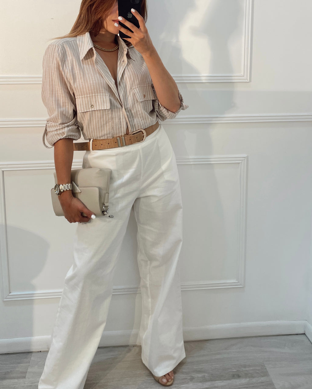Blusa camisera de algodón khaki