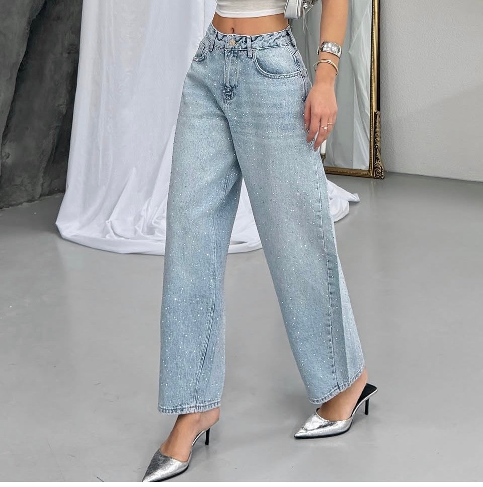 Jeans crystal denim barrel