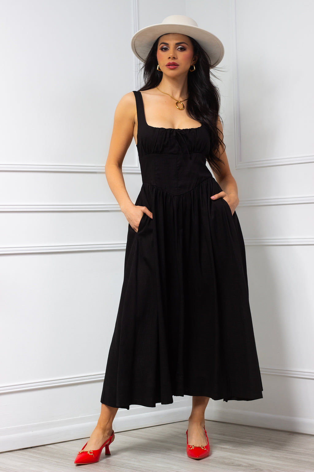 Vestido Negro largo tirante grueso