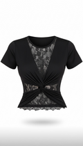 Blusa negra  mesh cruzada