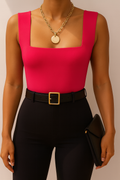 Bodysuit cuello cuadrado rojo