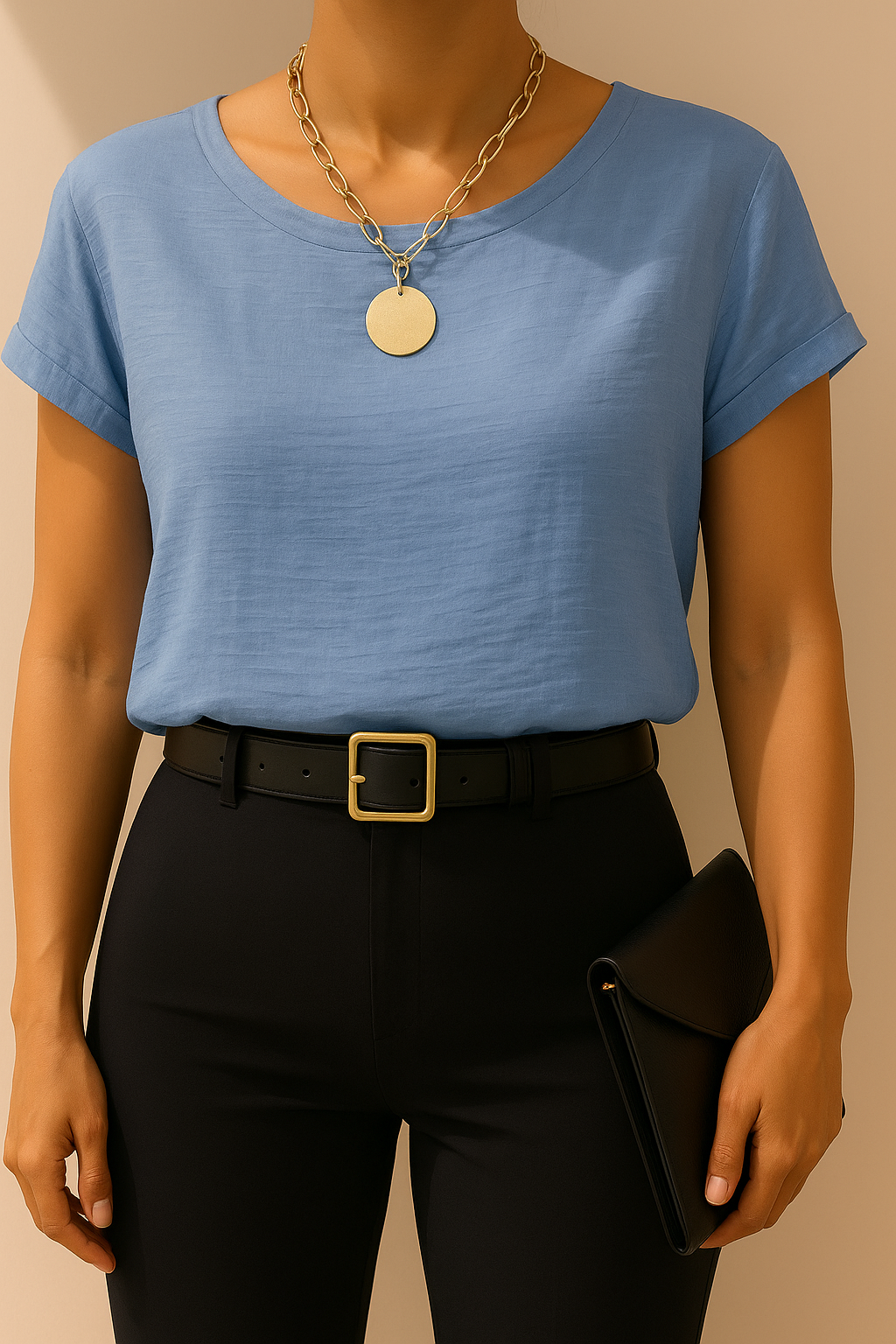 Blusa Celeste manga corta