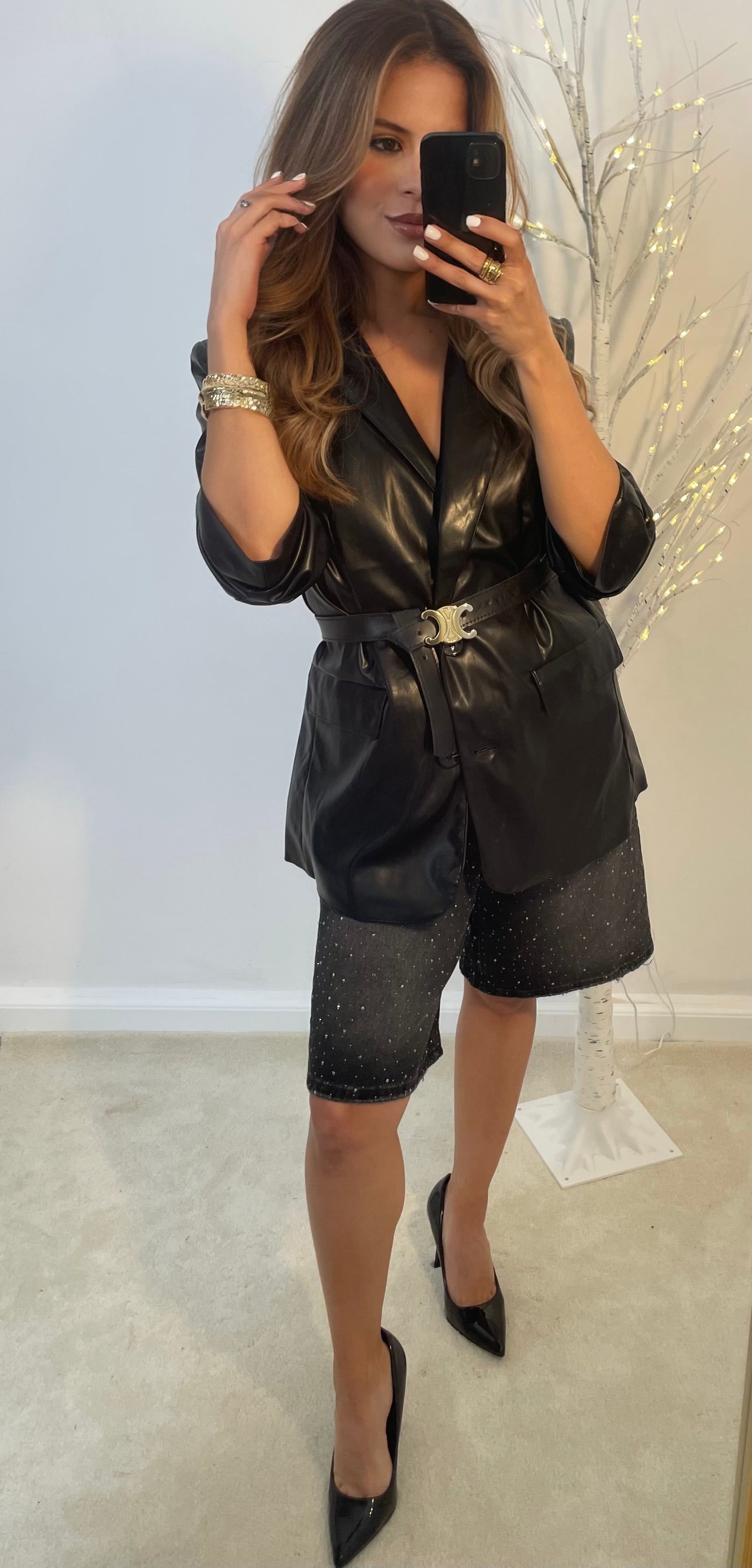 Blazer de cuerina negro