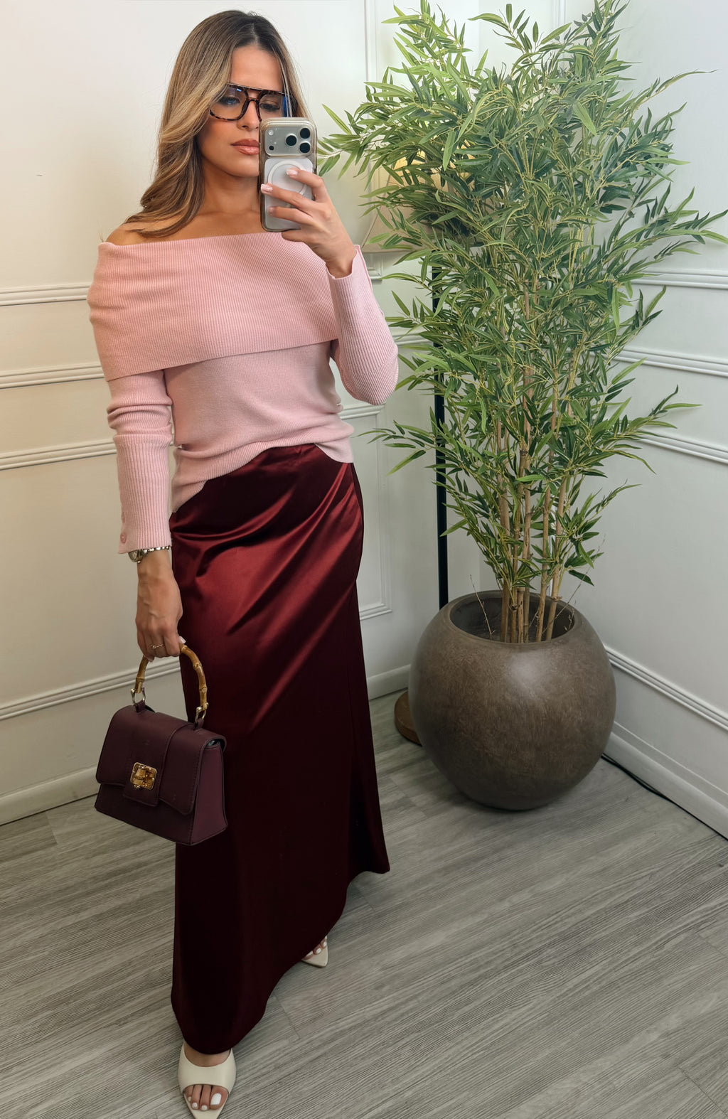 Falda Vino Satín