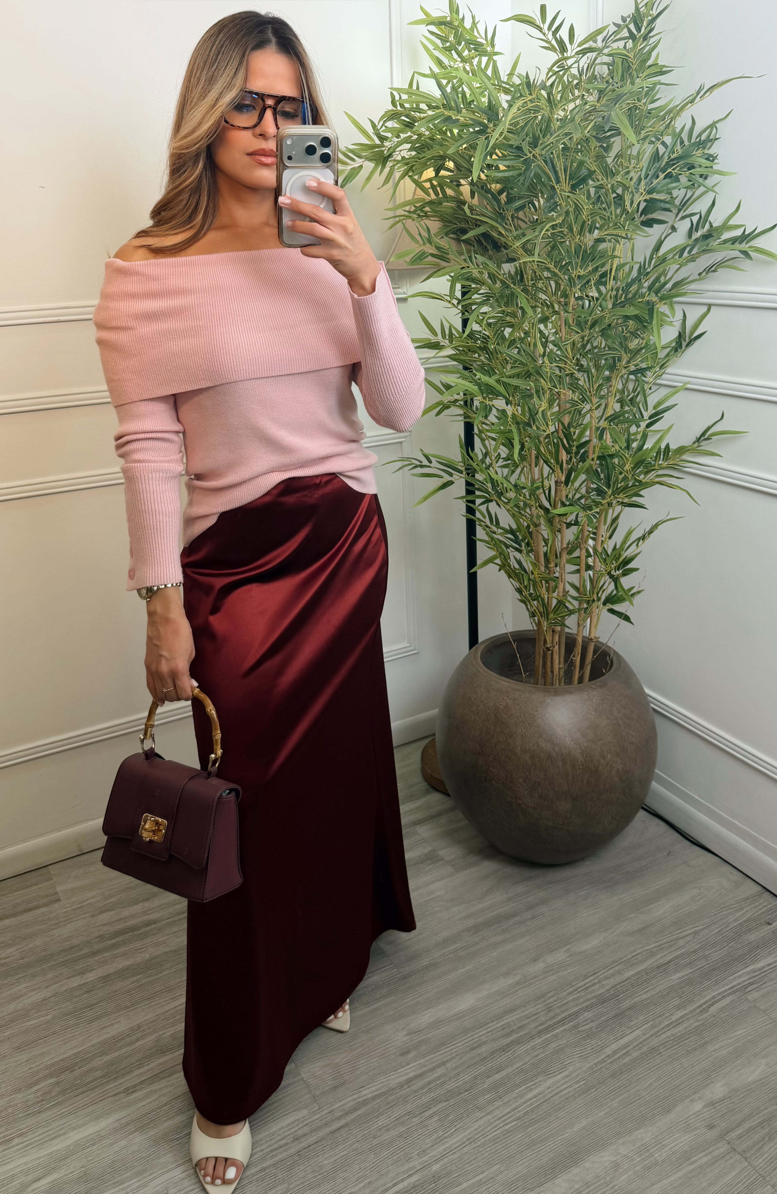 Falda Vino Satín