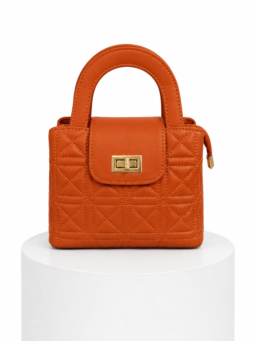 Mini bag acolchado con asa rígida - Camel/Naranja