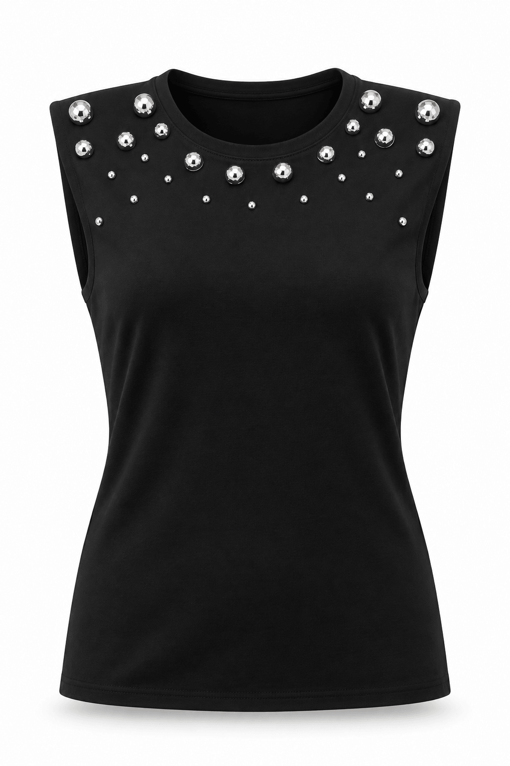 Blusa con detalle plateados negra