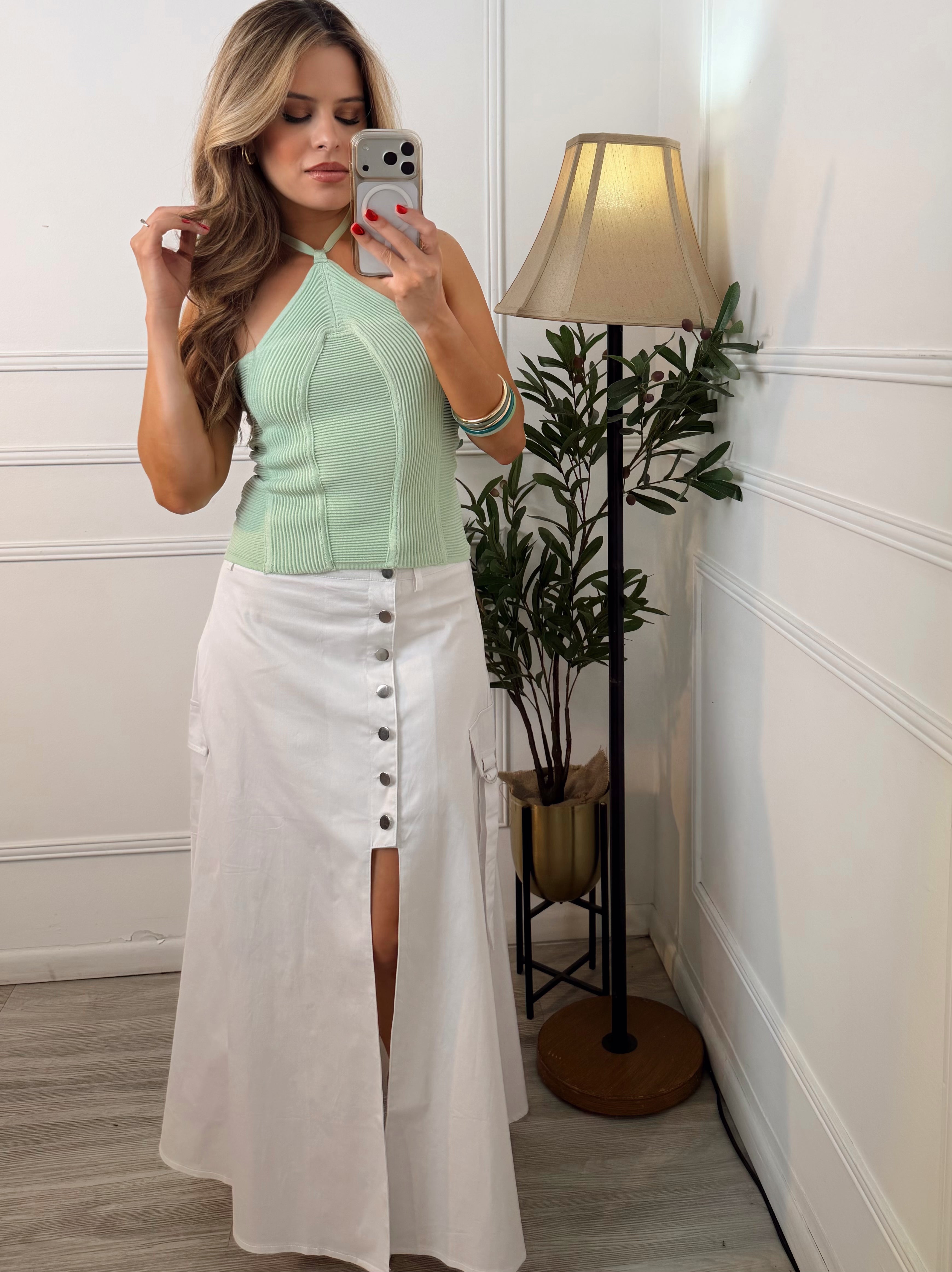 Blusa Menta cuello halter