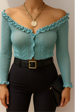 Blusa Turquesa manga larga