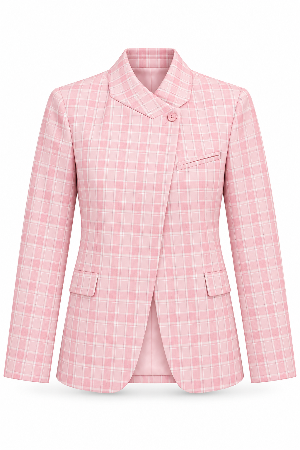 Blazer de cuadros rosado