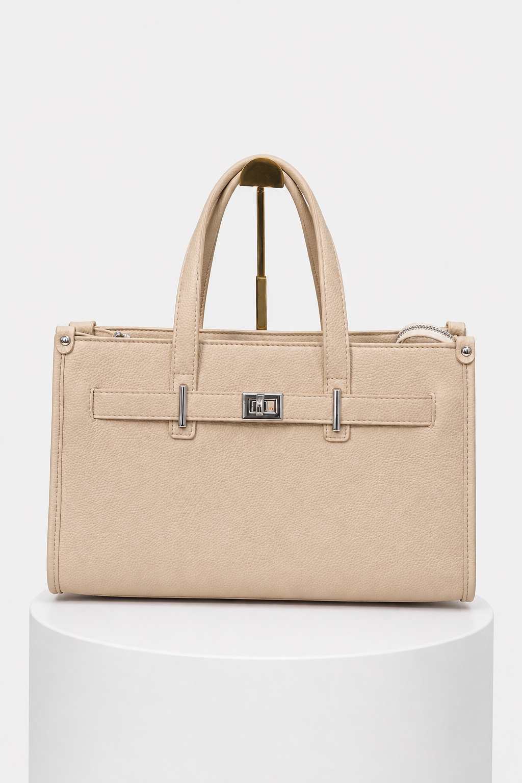 Set de bolso y billetera beige   estructurado