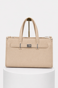 Set de bolso y billetera beige   estructurado