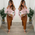 Blusa Rosada camisera manga larga