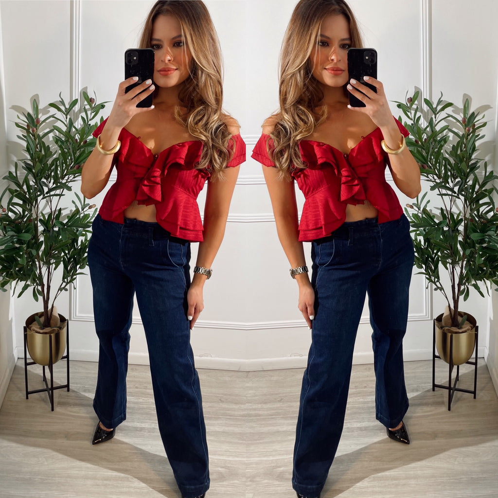 Blusa Vino con vuelos