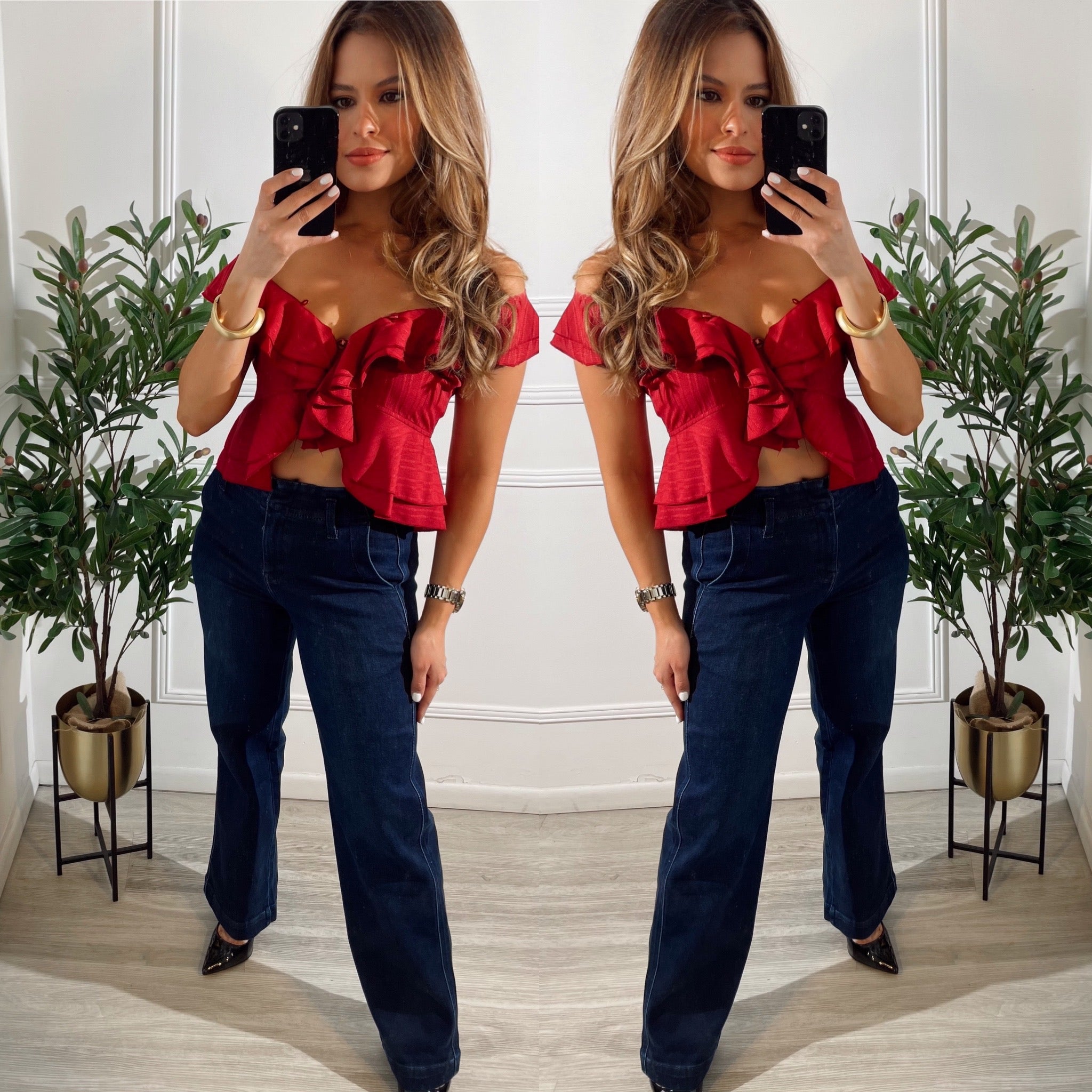 Blusa Vino con vuelos