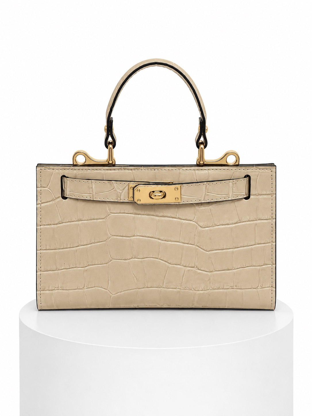 Mini bag estructurado efecto cocodrilo - Beige