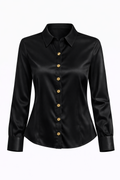 Blusa Negra Satín botones