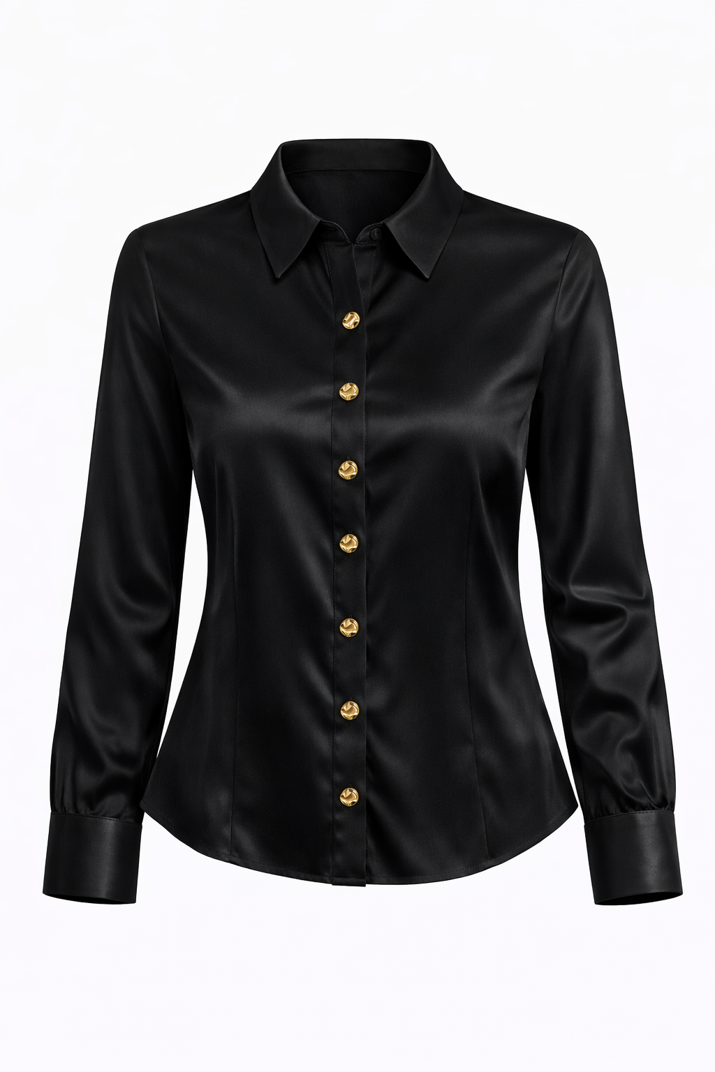 Blusa Negra Satín botones