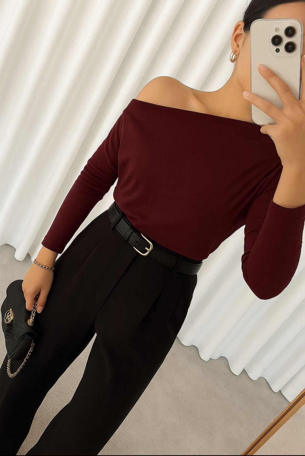 Blusa vino  asimétrica