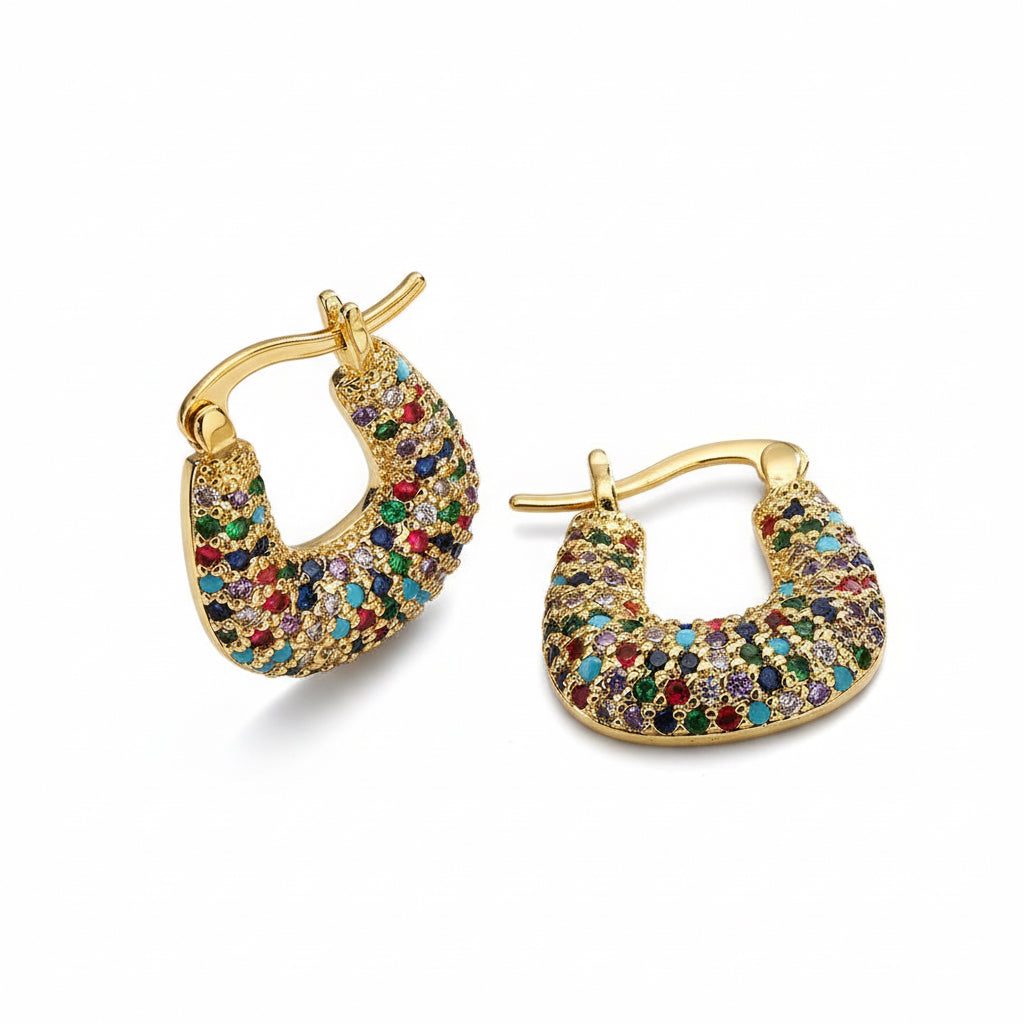 Pendientes de circonita bañados en oro de 18k