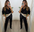 Blusa Negra con bolsas manga tres Cuartos