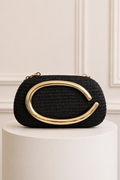 Bolso de Mano paja natural negro