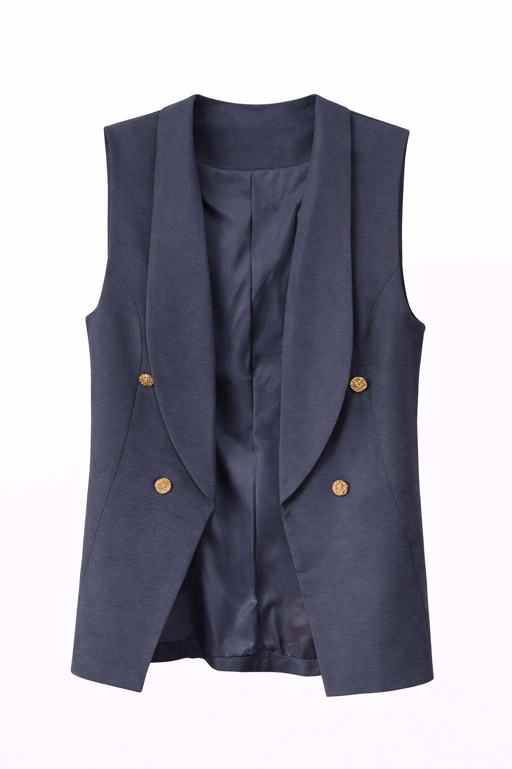 Chaleco Azul navy  con botones tela casual