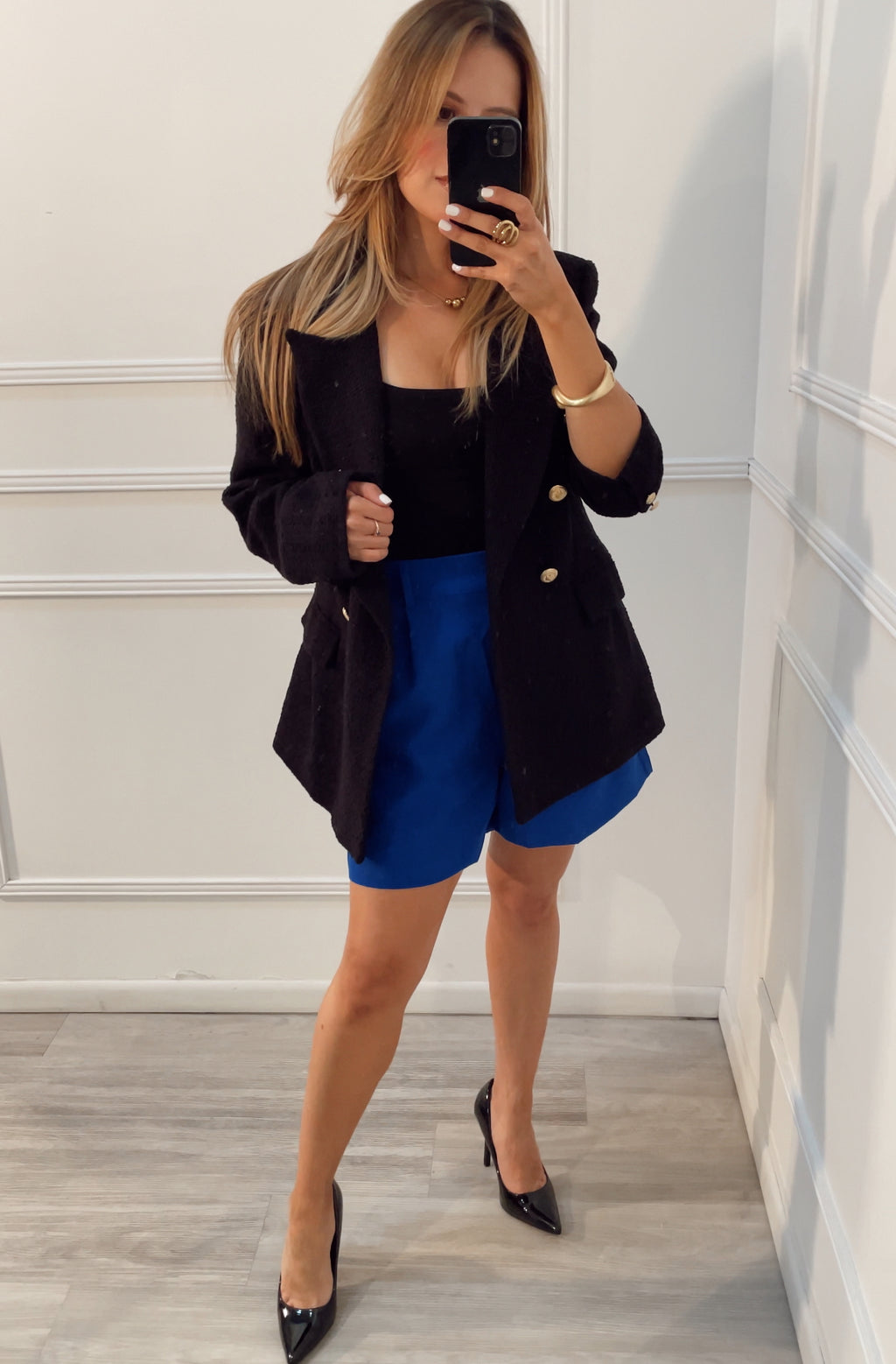 Blazer de tweed negro