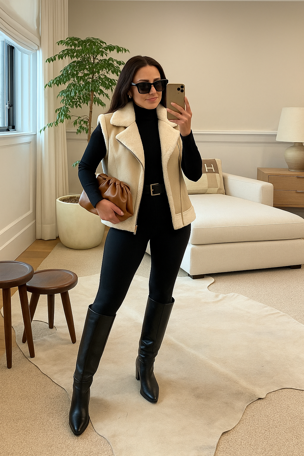 Chaleco beige cuerina