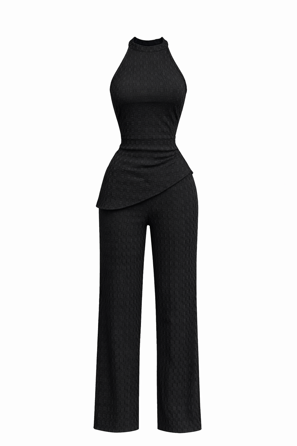 Set Negro Pantalón Blusa cuello redondo