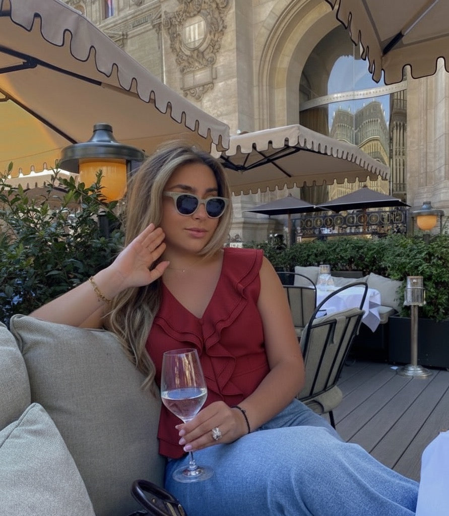Blusa Vino con vuelos