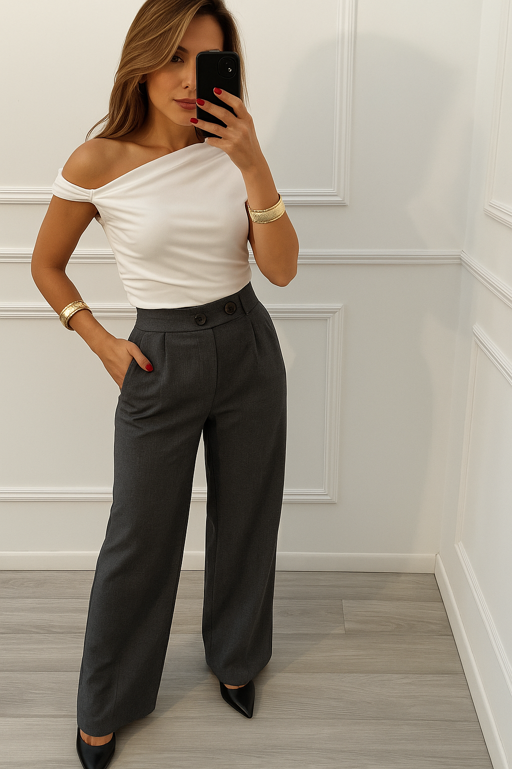 Pantalon Gris Oscuro dos botones