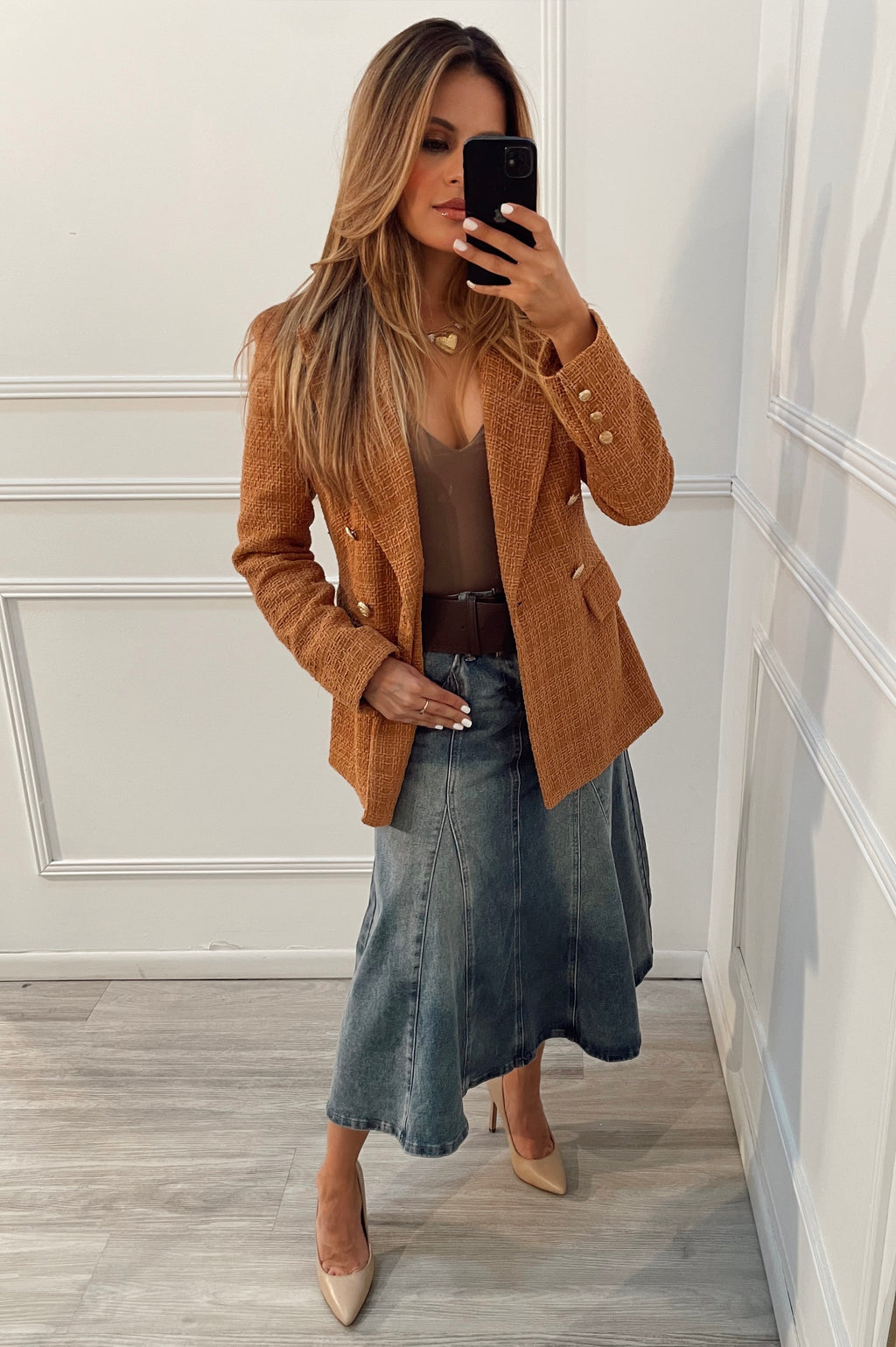 Blazer de tweed camel