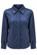 Blusa de satín azul