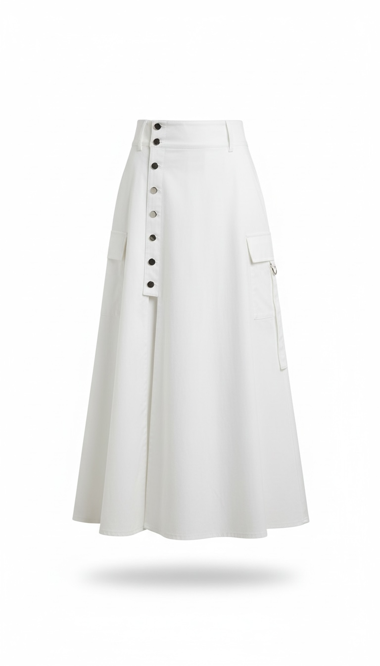 Falda blanca cargo con abertura