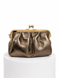 Mini clutch plisado con cierre metálico - Bronce