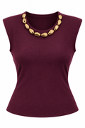 Blusa vino con collar incorporado