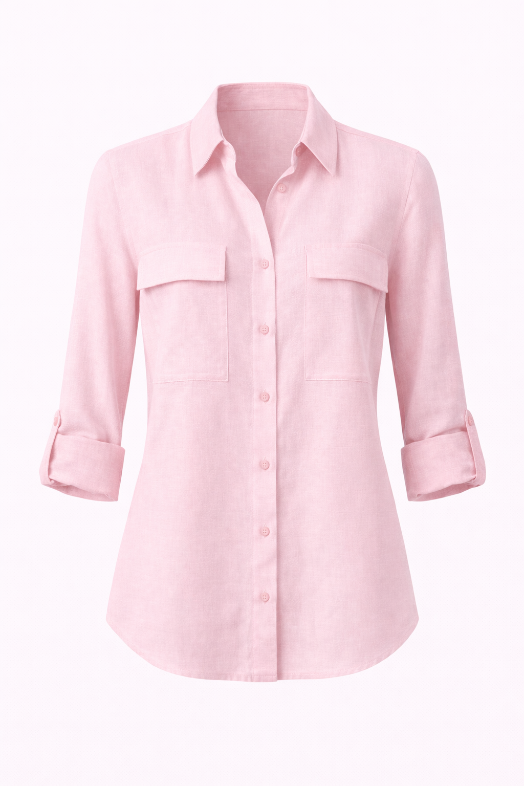 Blusa rosada con bolsas manga tres cuartos