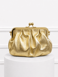 Mini clutch plisado con cierre metálico - Dorado