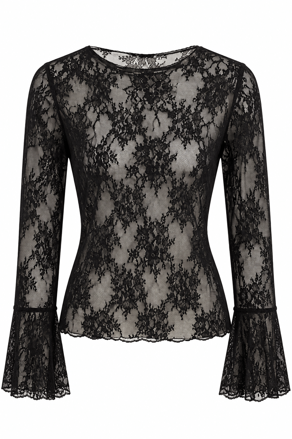 Blusa encaje manga campana