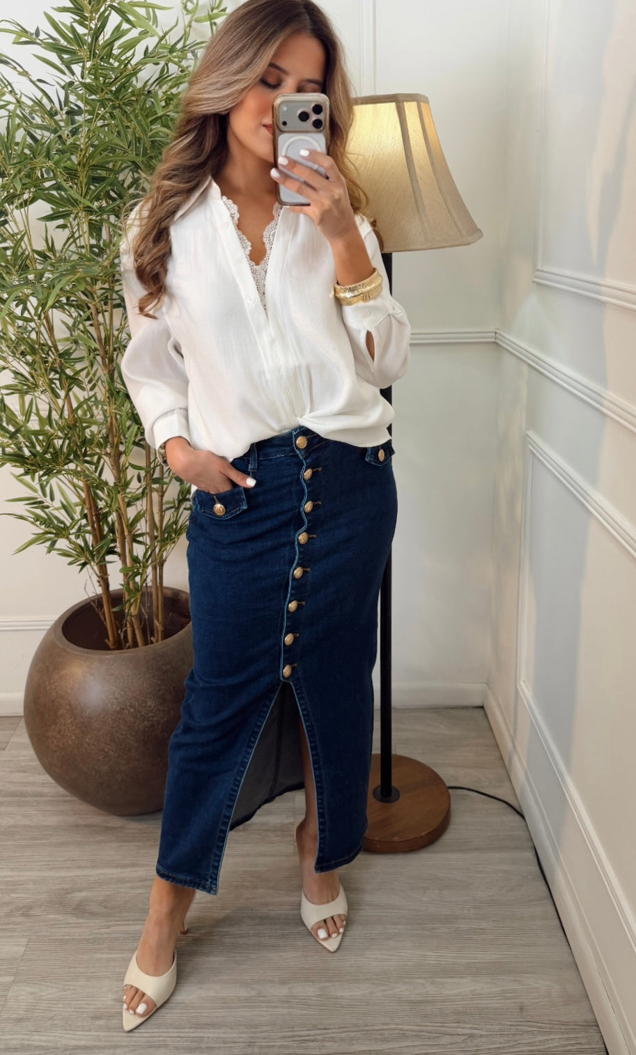Falda de mezclilla azul stretch