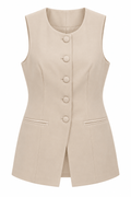 Chaleco beige satín brillante