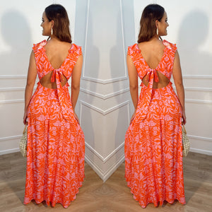 Vestido anaranjado estampado