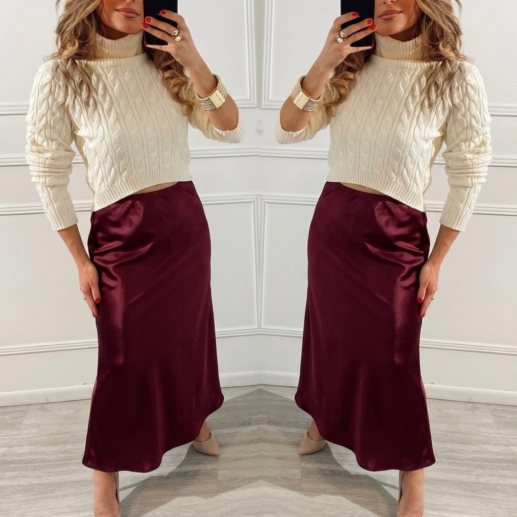 Falda Vino Satín