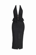 Set Negro blusa abierta falda