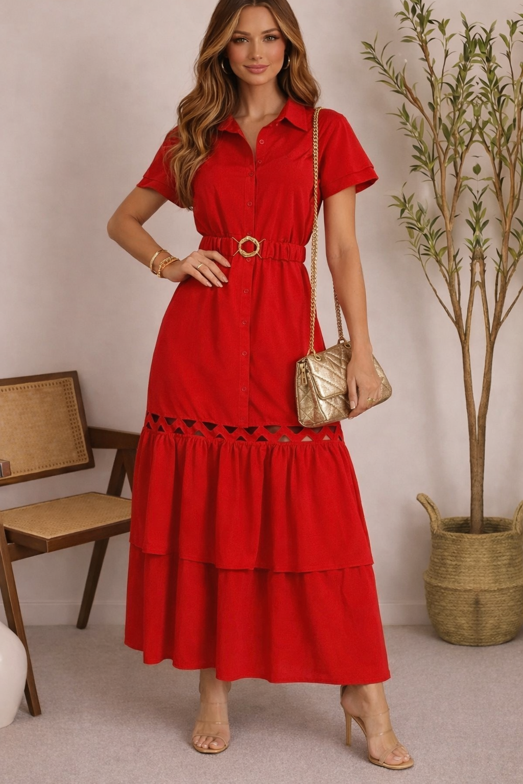 Vestido rojo corte A