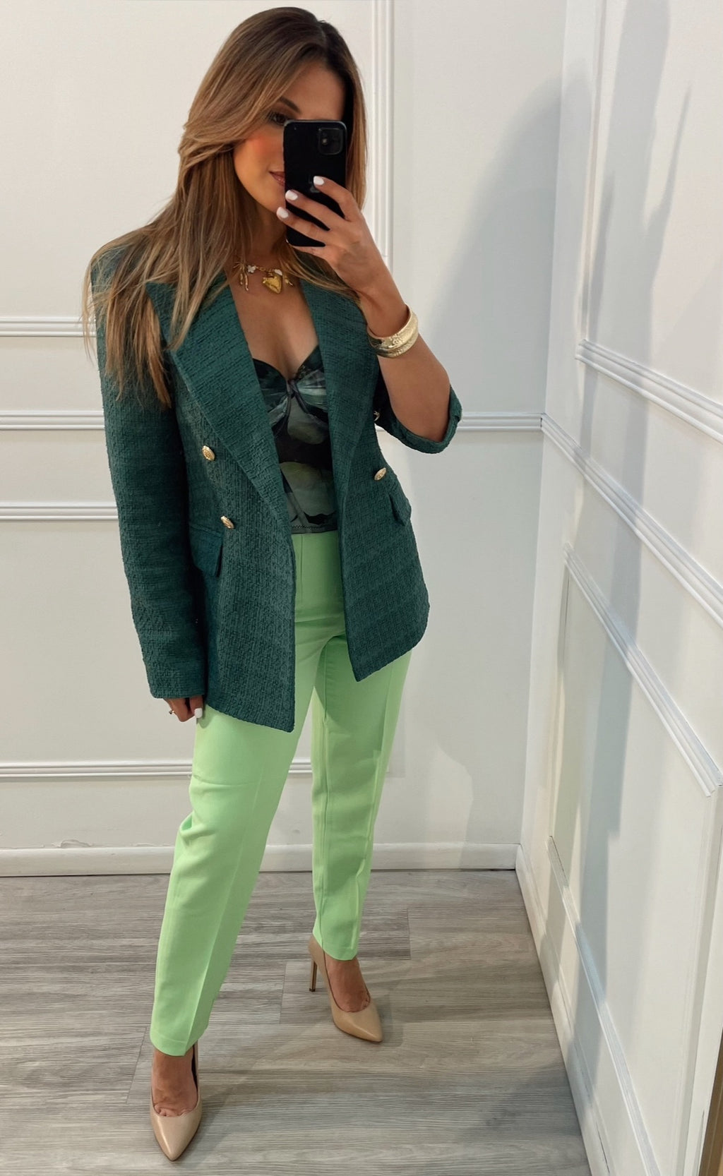 Blazer de tweed verde
